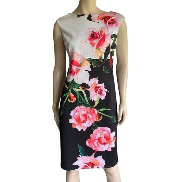 Joseph Ribkoff knee Length Floral Sheath Dress 10 - Picture 2 of 13